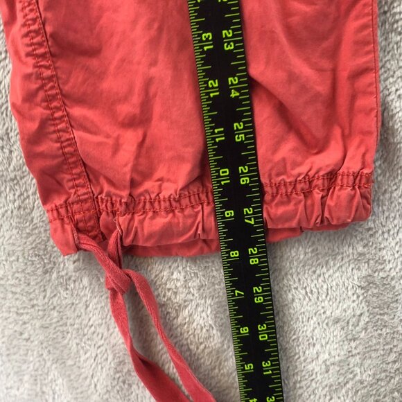 London Jean Womens Cargo Capri Pants 8 Red 100% Cotton Utility Casual Drawstring - Picture 6 of 11